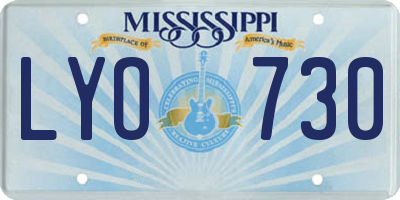 MS license plate LYO730