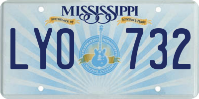 MS license plate LYO732