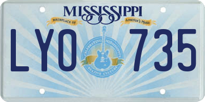 MS license plate LYO735