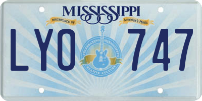 MS license plate LYO747