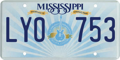 MS license plate LYO753