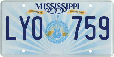 MS license plate LYO759