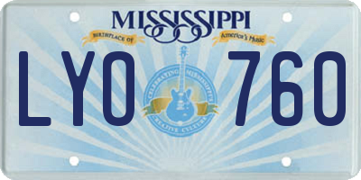 MS license plate LYO760