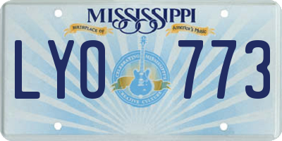 MS license plate LYO773