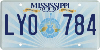 MS license plate LYO784