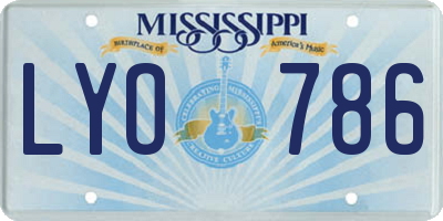 MS license plate LYO786