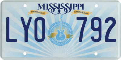 MS license plate LYO792