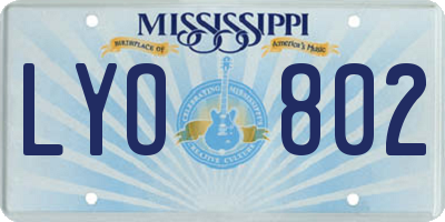 MS license plate LYO802