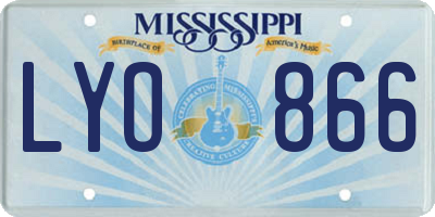 MS license plate LYO866