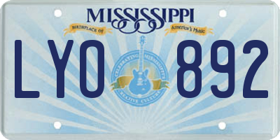 MS license plate LYO892
