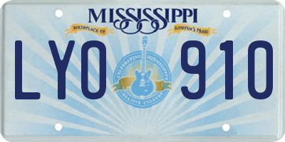 MS license plate LYO910