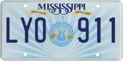 MS license plate LYO911