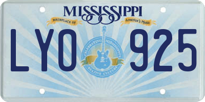 MS license plate LYO925