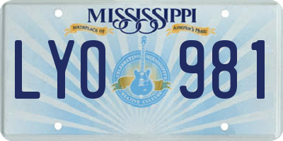 MS license plate LYO981
