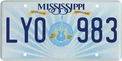 MS license plate LYO983