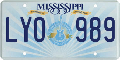 MS license plate LYO989