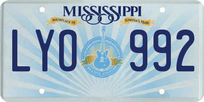 MS license plate LYO992