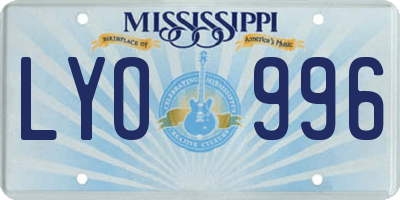 MS license plate LYO996