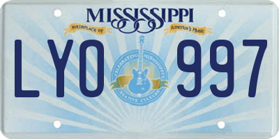 MS license plate LYO997