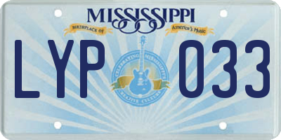 MS license plate LYP033