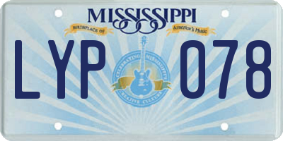MS license plate LYP078