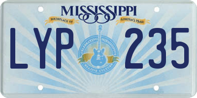 MS license plate LYP235