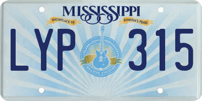 MS license plate LYP315