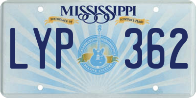 MS license plate LYP362