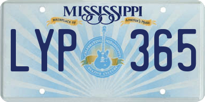 MS license plate LYP365