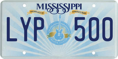 MS license plate LYP500