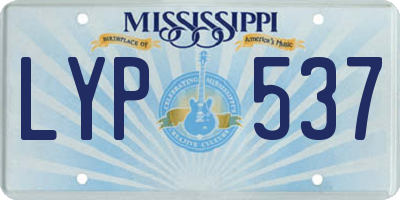 MS license plate LYP537