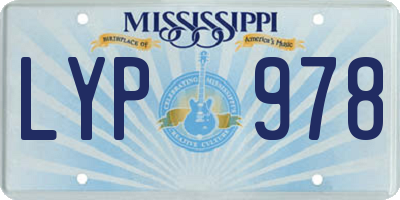 MS license plate LYP978
