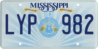 MS license plate LYP982