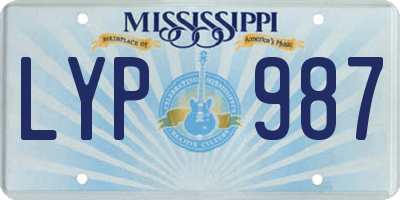MS license plate LYP987