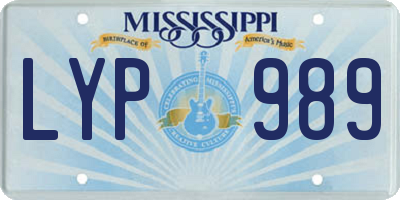 MS license plate LYP989