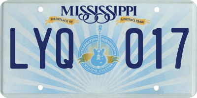 MS license plate LYQ017