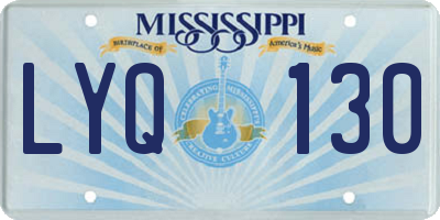 MS license plate LYQ130