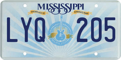 MS license plate LYQ205