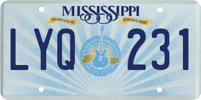 MS license plate LYQ231