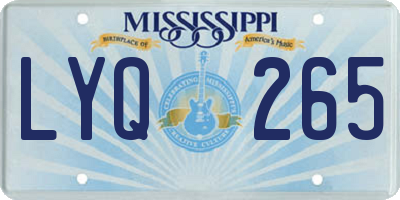 MS license plate LYQ265