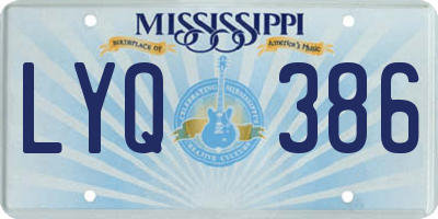 MS license plate LYQ386