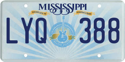 MS license plate LYQ388
