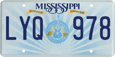 MS license plate LYQ978