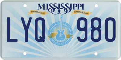 MS license plate LYQ980