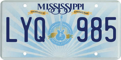 MS license plate LYQ985