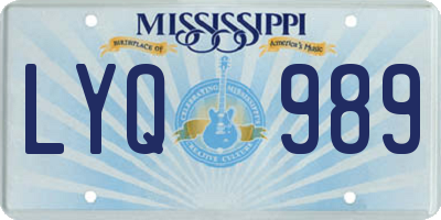 MS license plate LYQ989