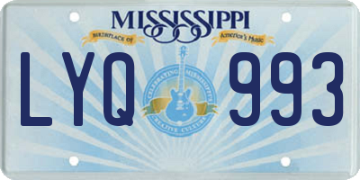 MS license plate LYQ993