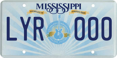 MS license plate LYR000