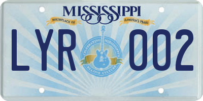 MS license plate LYR002
