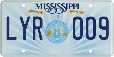 MS license plate LYR009